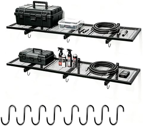 2 Pack Garage Wall Shelves, 360 LBS Capacity, Metal Storage Rack by StorageRacks