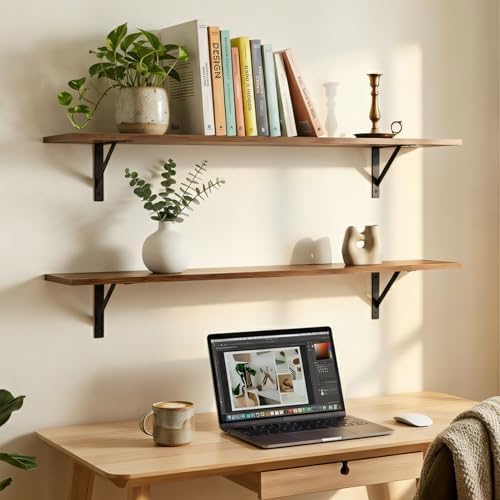 DINZI LVJ Long Wall Shelves, 55.1Inch Wooden Floating Shelves - Image 5