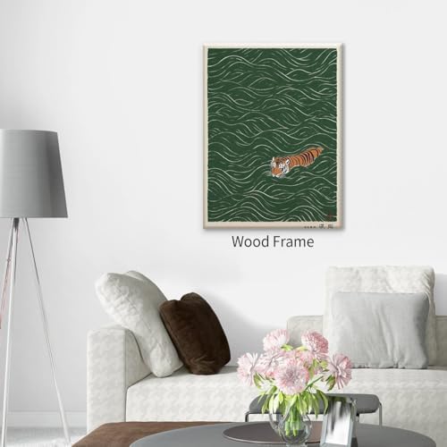 Framed Vintage Japanese Tiger Swimming Prints 8x10in Ukiyo-e Style Wall Art - Image 7