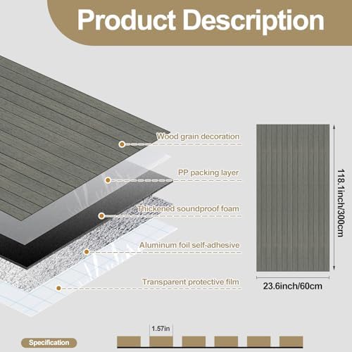 Chejiaye Peel and Stick 3D Wall Panel -23.6"x118"Soundproof Self-Adhesive Wall - Image 4