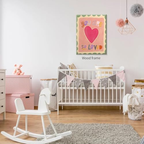 Watercolour You Are So Loved Wall Art Cute Pink Hand Drawn Heart Canvas Poster - Image 3