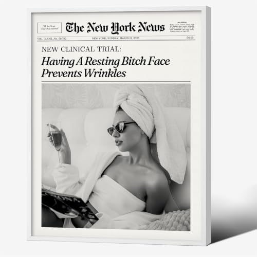 Funky Girl Preppy Aesthetic Posters Black And White Newspaper Wall Art 8x10in by Unknown
