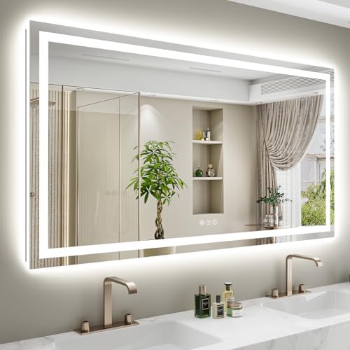60x38 LED Bathroom Mirror with Lights, Lighted Vanity Mirror by YEELAIT