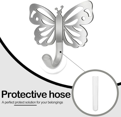 Majewel Silvery Hooks for Hanging, Butterfly Hooks for Shower Wall Hangs - Image 5