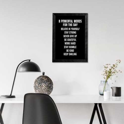 Black Framed 8 Powerful Words For The Day Motivational Canvas Wall Art - Image 5