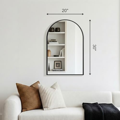 FGU Arched Bathroom Mirror for Over Sink 30"x20" Black Vanity Mirror - Image 6