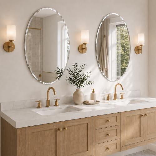 20x28 Inch Oval Frameless Beveled Wall Mirror - Image 7