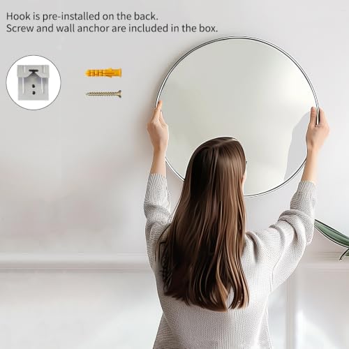 Sunniry Silver Round Mirror 24 inch, 2 Pack Circle Mirror - Image 5