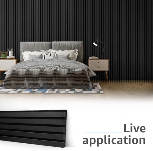Art3d 6-Pack Soundproof Wood Slat Wall Panel, 94.5 x 7.9 in, Matte Black - Image 5