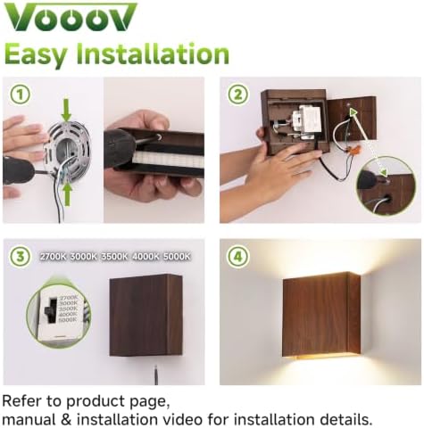 Walnut Wood Grain Up & Down Indoor Outdoor LED Wall Sconce, 2 Pack - Image 5