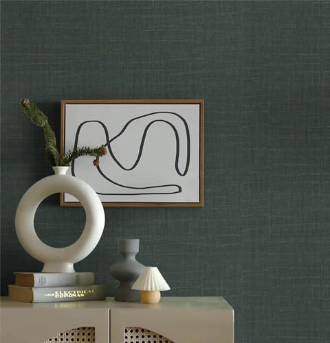 Dimoon 393” x 17.3” Green Contact Paper Grasscloth Peel and Stick Wallpaper - Image 2