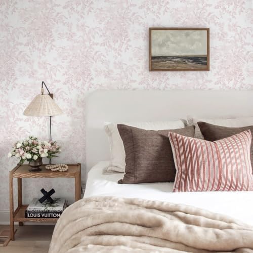 Heroad 17.3''X393'' Pink Peel and Stick Wallpaper Vintage Floral Contact Paper - Image 3