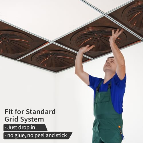 Art3dwallpanels Ceiling Tiles 12 Pack, 24 x 24 Inch, Antique Copper - Image 5