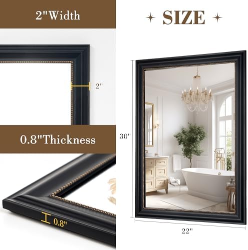Axeman 22x30 Rectangular Wall Mirror, Decorative Bathroom Mirror, Traditional - Image 5
