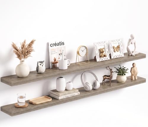Acovy 72x8in Floating Shelves 2 Pack, Wall Mount Display Shelf by Acovy