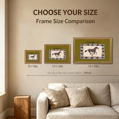 Framed Western Cowboy Wall Art Horse Giddyup Canvas Print Decor - Image 6