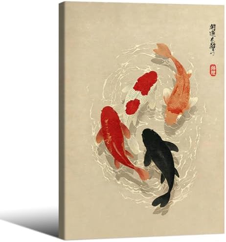 Japanese Koi Fish Canvas Poster Trendy Animal Aesthetic Wall Art 16x24 inch by Unknown
