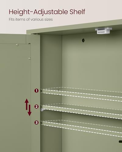 VASAGLE Bathroom Cabinet with Mirror, Wall-Mounted, 2 Mirrored Doors - Image 4
