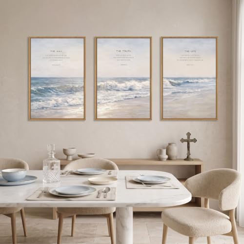 HOURIA The Way The Truth The Life Scripture Framed Canvas Wall Art Set - Image 4