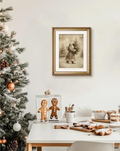VIYYIEA Gold Framed Christmas Santa Wall Art Canvas Painting, 16×13 Inch - Image 4