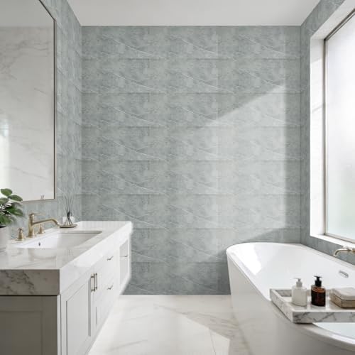 100pcs Thick Grey Marble Peel and Stick Wall Panels 23.6"x11.8" Waterproof - Image 3