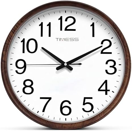 TIMESS 13-Inch Silent Non-Ticking Analog Wall Clock, Wood Brown by TIMESS