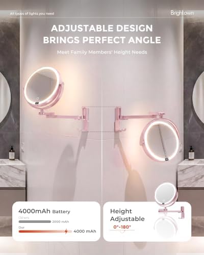 8" Wall Mounted lighted Makeup Mirror, Double Sided 1x/10x Magnifying Mirror - Image 2