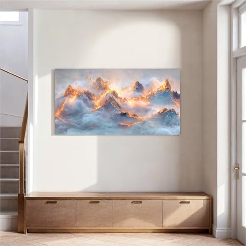 YISXINOAG Golden Snow Mountain Wall Art Abstract Landscape Painting 20"X40" - Image 6