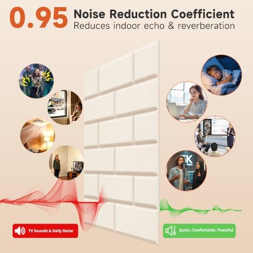 Acoustic Panels, Brick Sound Dampening Panels, 11.8”x11.8”, 12 Pack - Image 4