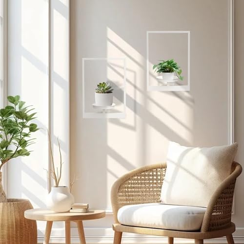 Hanging Planters for Indoor Plants Floating Shelves for Wall White, Wall Plant - Image 7