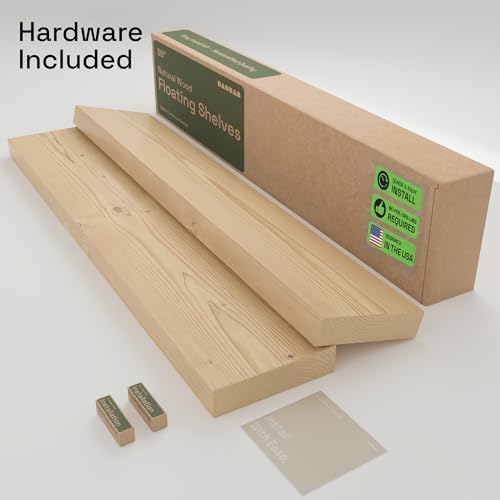 Solid Wood Floating Shelves for Wall 36 inch Long, Natural Wooden Shelf - Image 6