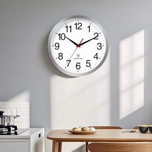 Rohioue Wall Clock Analog 10 Inch Atomic Battery Operated Silent Clock - Image 6