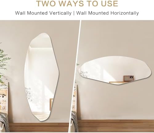 Niccy Irregular Full Length Mirror, Pebble Wall-Mounted Mirror - Image 4