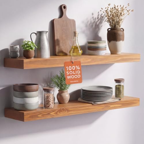 Homeforia 30 Inch Floating Shelves, High-End Solid Pine Wood by Homeforia