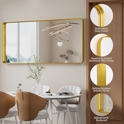 Koonmi Gold Bathroom Mirror, 30x71 Shatterproof Wall Vanity Mirror - Image 5