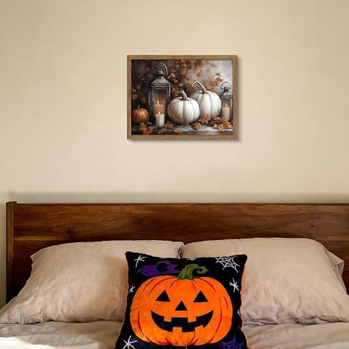 Framed Vintage Halloween Pumpkin Canvas Wall Art, Pumpkins - Image 6
