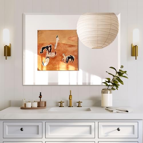 Mirrorons Beveled Mirror 40x32 Frameless Bathroom Wall Mirror Shatterproof - Image 3