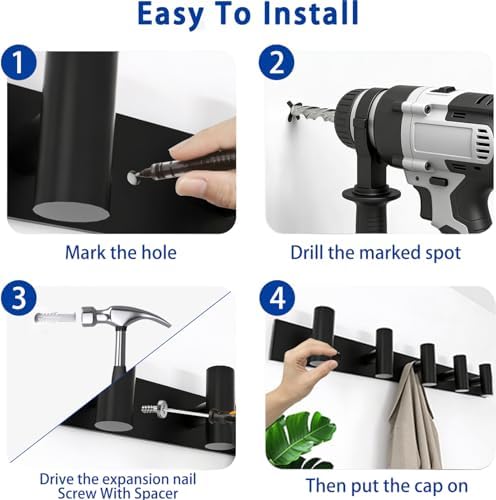 Matte Black Coat Rack Wall Mount - Image 7