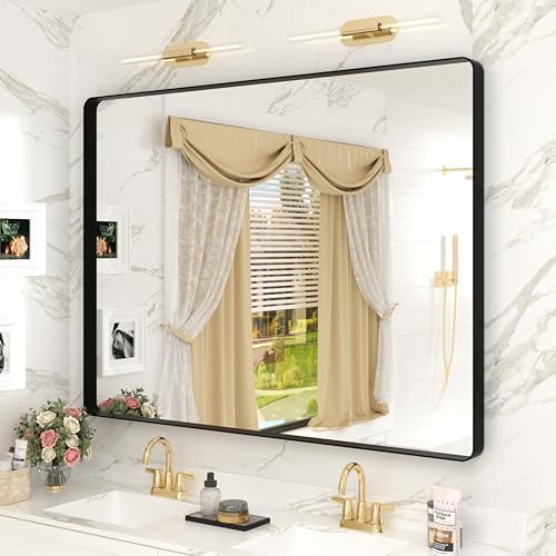 40x30 Black Bathroom Mirror Matte Framed by CHARMOR