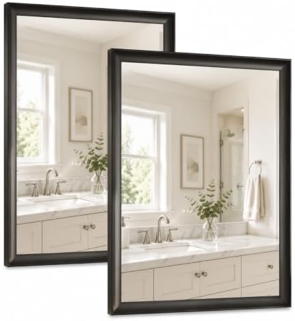 2 Pack Black Bathroom Mirrors for Over Sink 22x30 Inch by Miralab