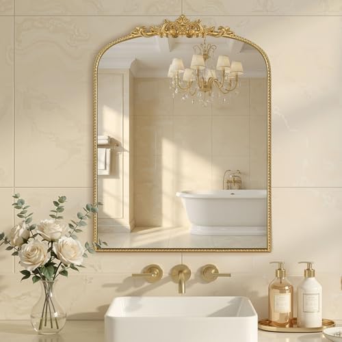 Gold Vintage Mirror 24''x32'' Laurel Leaf Beaded Mirror - Image 5