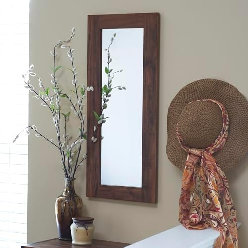 Household Essentials Rectangle Wall Mirror Décor, Hickory Finish - Image 2
