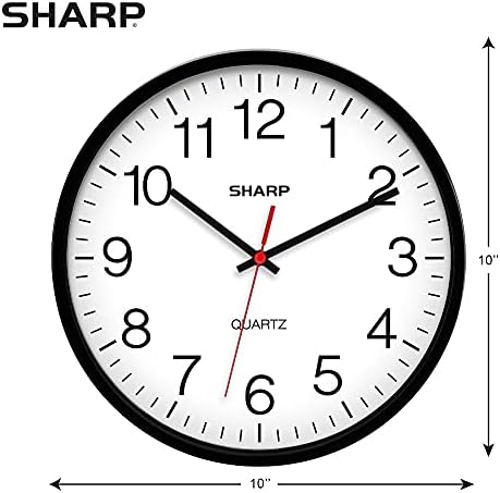 Sharp Wall Clock Silent Non Ticking 10 Inch Quality Quartz Battery Operated - Image 3