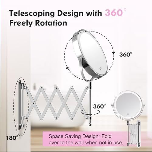8" Rechargeable Wall Mounted Makeup Mirror Double Sided Magnifying - Image 6