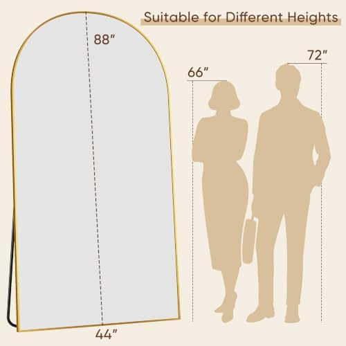 88"x44" Arched Full Length Mirror, Large Floor Mirror - Image 2