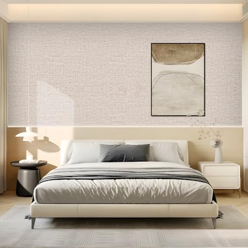 Beige Grasscloth Textured Peel and Stick Wallpaper Modern 15.75x196.85inch - Image 2