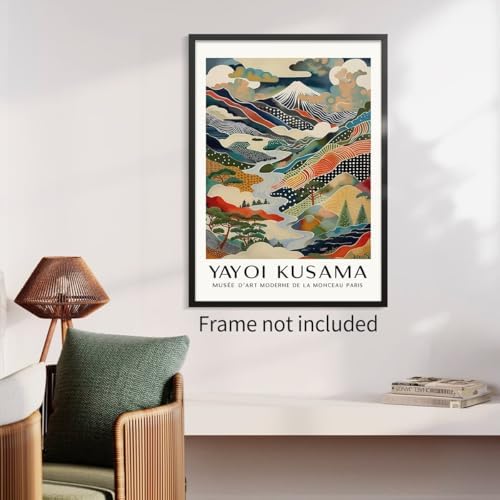 Vintage Japanese Canvas Wall Art Yayoi. Kusama Posters Mount Fuji Landscape - Image 4