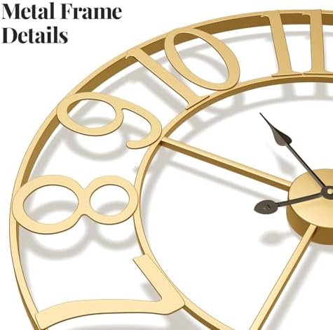 Cuspin Large Wall Clock 30 Inch Gold Decorative Metal Clock - Image 4