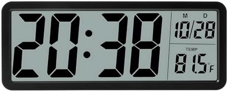 Silent Digital Wall Clock with Date/Time/Temperature Large Display, Versatile by Tcwhniev