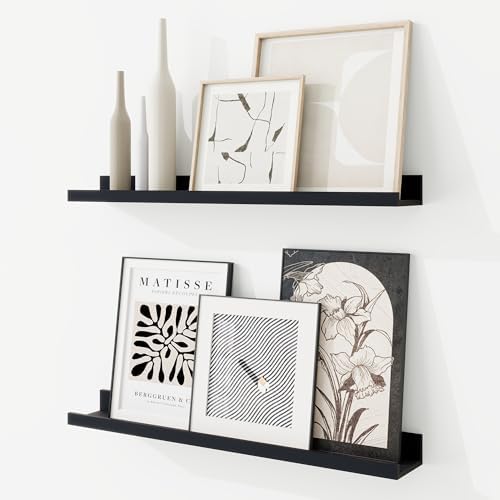 RICHFOCUS Picture Ledge Shelf, 24 inch Floating Shelves Set of 2, Wood Wall by RICHFOCUS